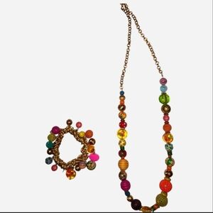 Colorful Bead Necklace & Bracelet Set